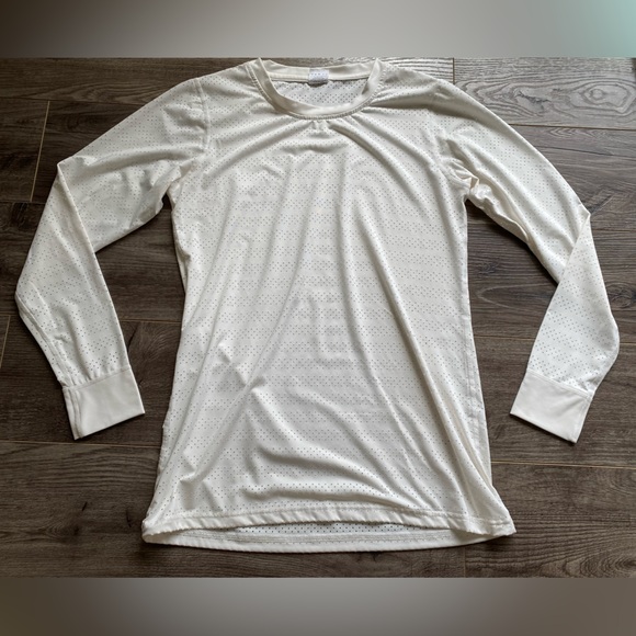 ZYIA Active Perforated Chill Long Sleeve Top White crew neck exercise top - Picture 3 of 10